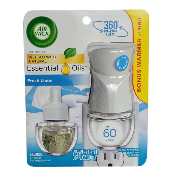 Air Wick Essential Oils Plug In Warmer Lot of 2 Fresh Linen Home Fragrance - Picture 2 of 3